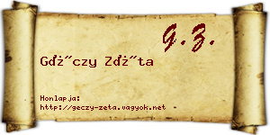 Géczy Zéta névjegykártya